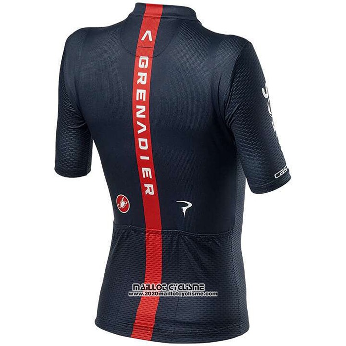 2020 Maillot Ciclismo Femme Ineos Grenadiers Rouge Profond Bleu Manches Courtes et Cuissard